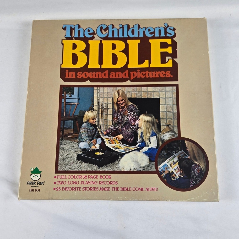 Vintage Childrens Bible Sound & Pictures 2 LP Vinyl Record Set Religious Kids
